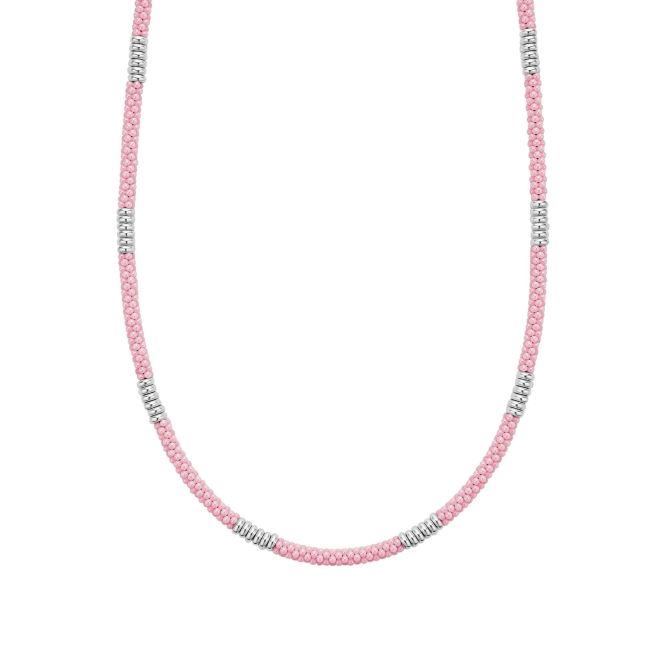 LAGOS Pink Caviar Silver Station Ceramic Beaded Necklace, 3 mm, 16"