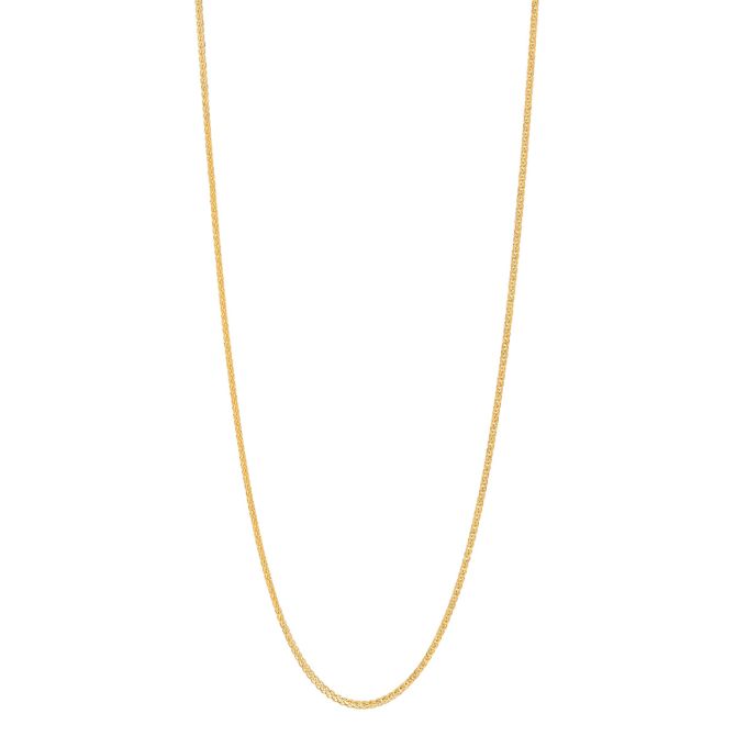 Yellow Gold Diamond Cut Square Wheat Chain, 0.85 mm, 18"