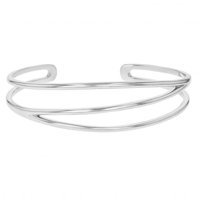 Sterling Silver Open Layered Cuff Bracelet