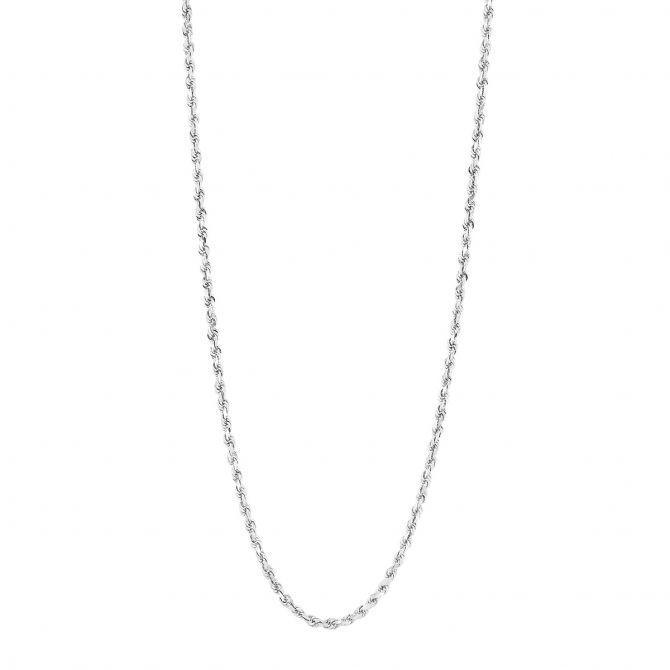 White Gold 1.80 mm Diamond Cut Rope Chain, 20"