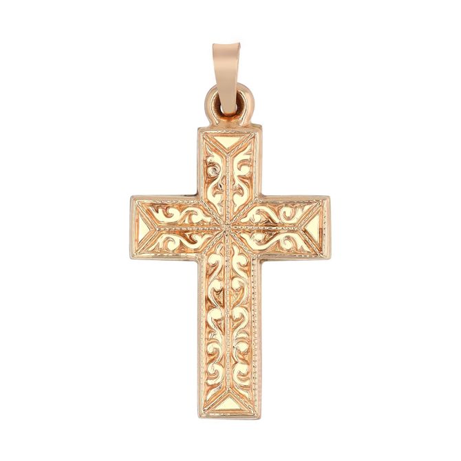 Yellow Gold Filigree Cross Charm