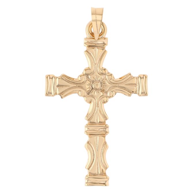 Yellow Gold Embellished Cross Charm