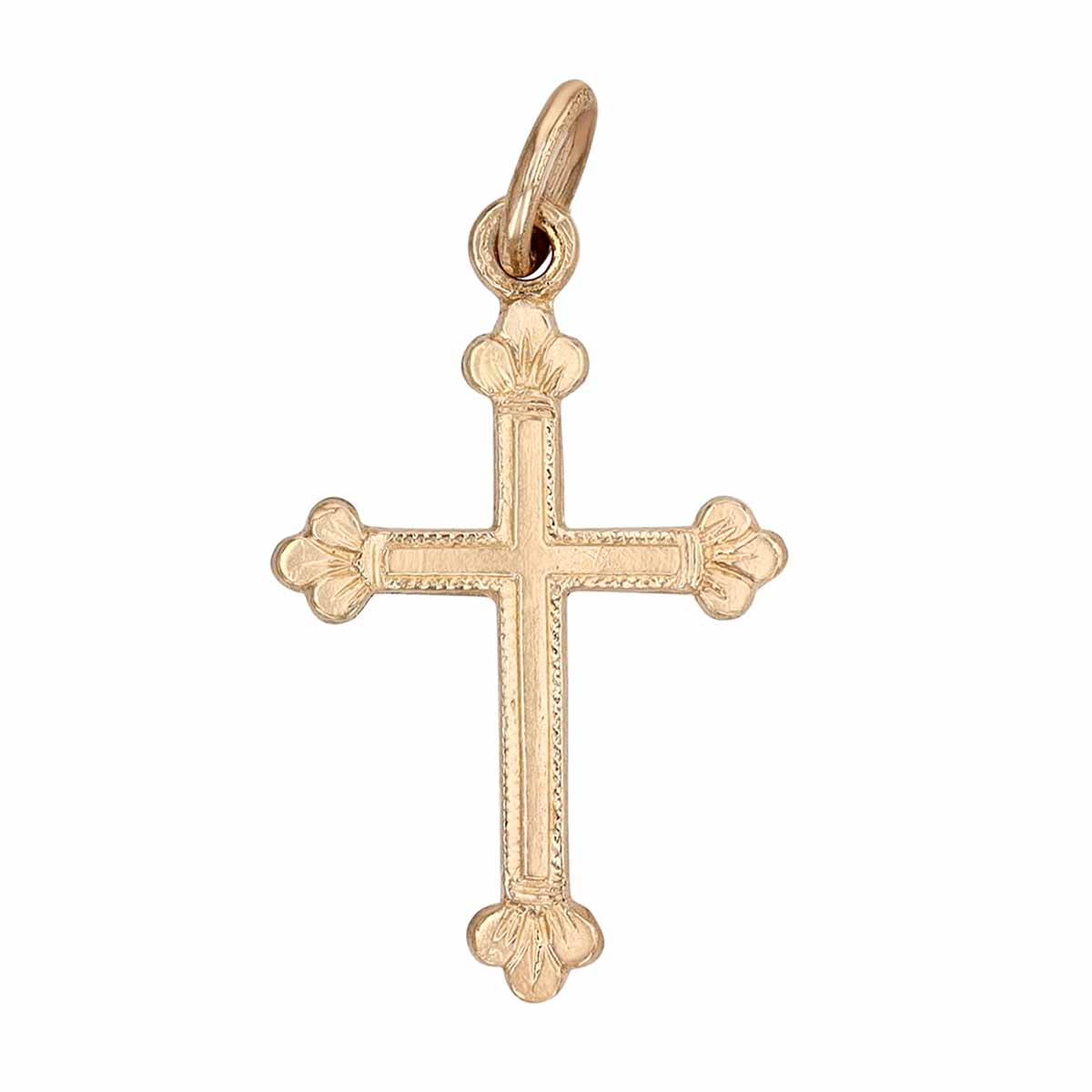 Yellow Gold Petal Edge Cross Charm | Borsheims