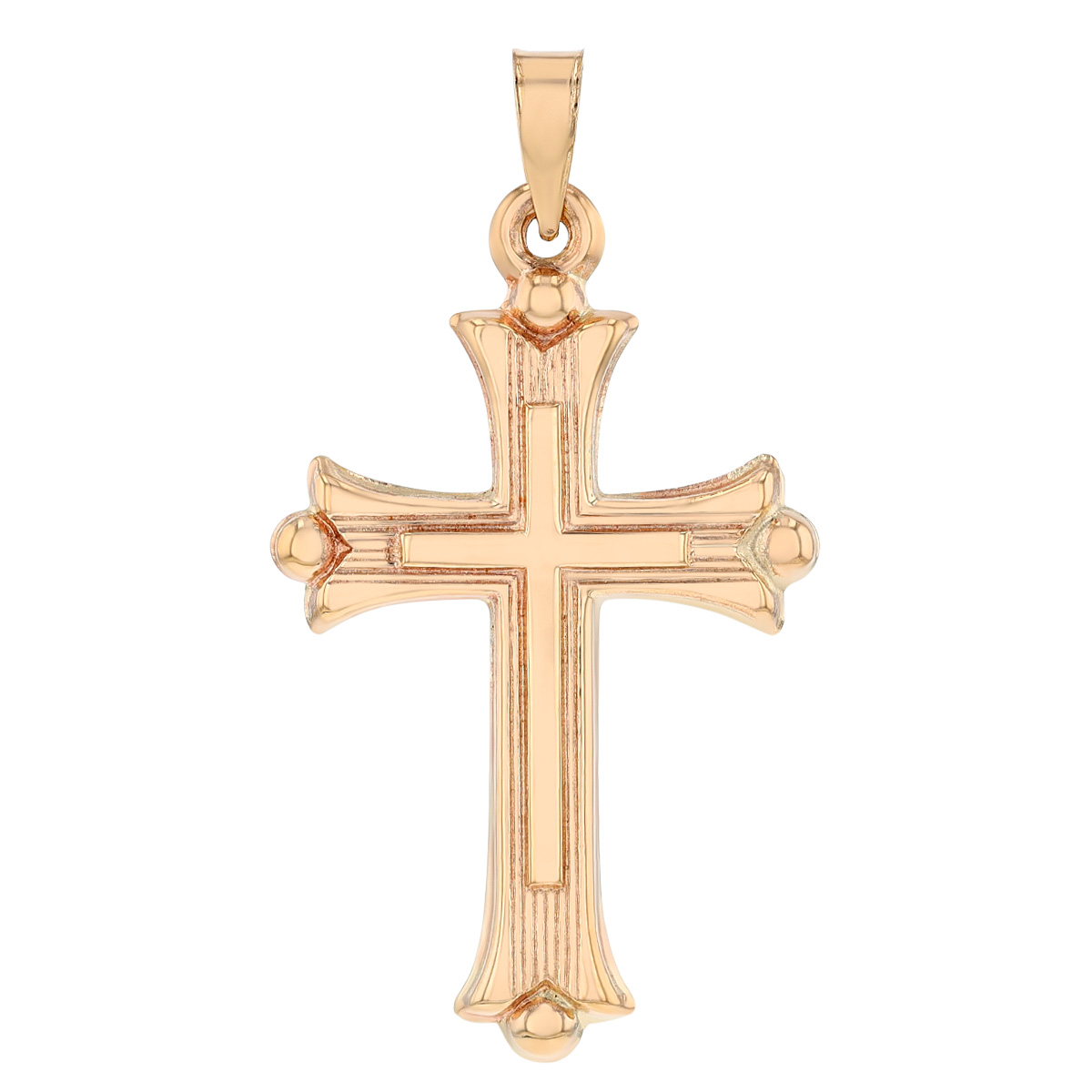 Yellow Gold Layered Cross Charm with Beaded Points | Borsheims