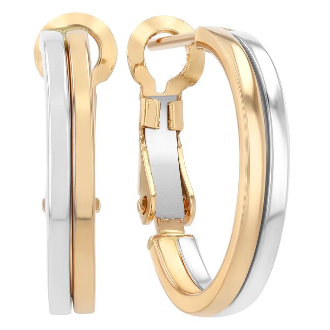 Two Tone Double Hoop Earrings