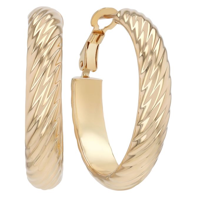 Yellow Gold Twisted Hoop Earrings