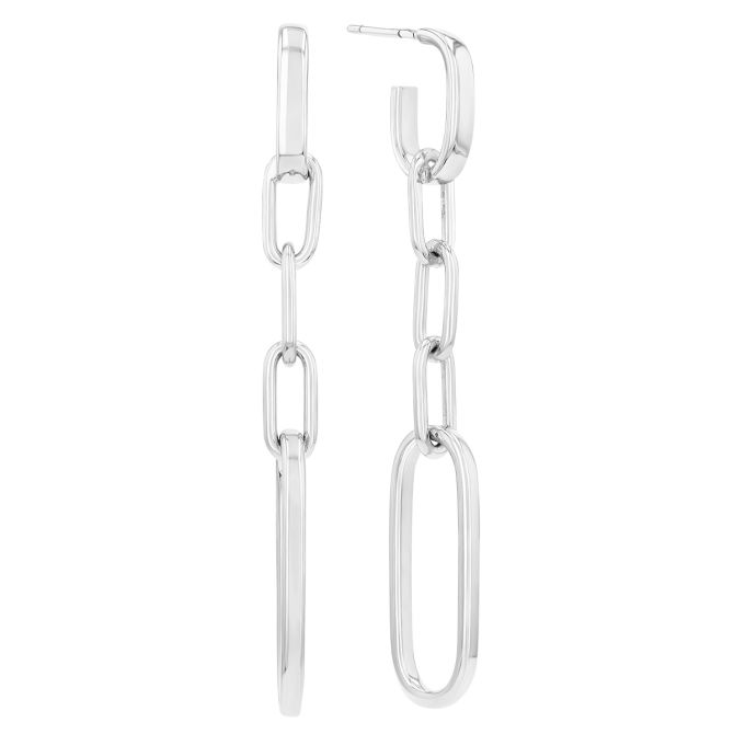 Pesavento Elegance Sterling Silver Paperclip Link Dangle Earrings with Single Large Link