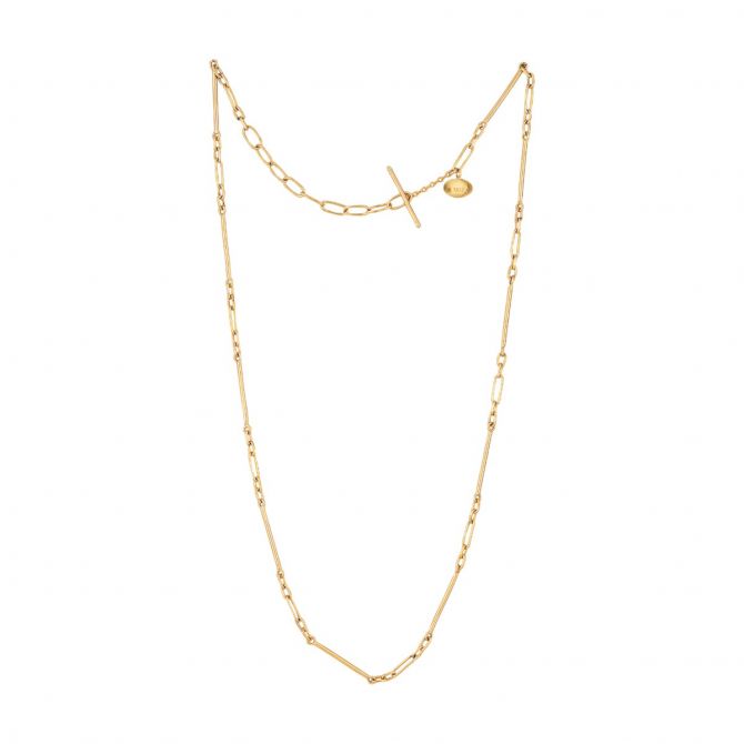 Lika Behar Twiga Handmade Yellow Gold Mixed Link Chain Necklace, 22"