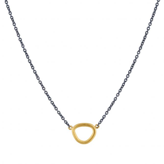 Lika Behar Kelly Yellow Gold & Oxidized Silver Organic Circle Necklace, 18"