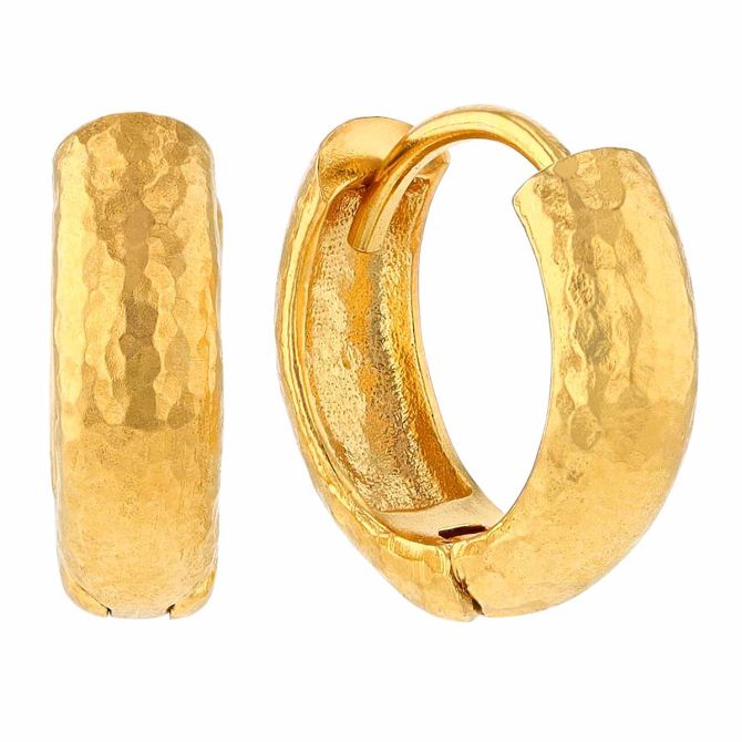 Gurhan Hoopla Hammered Yellow Gold Huggie Hoop Earrings