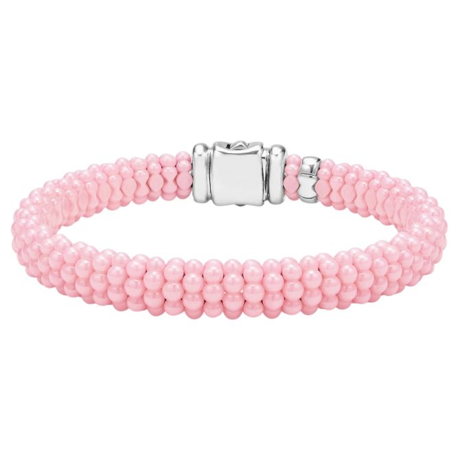 Lagos Pink Caviar Pink Ceramic 9mm Beaded Bracelet, Medium