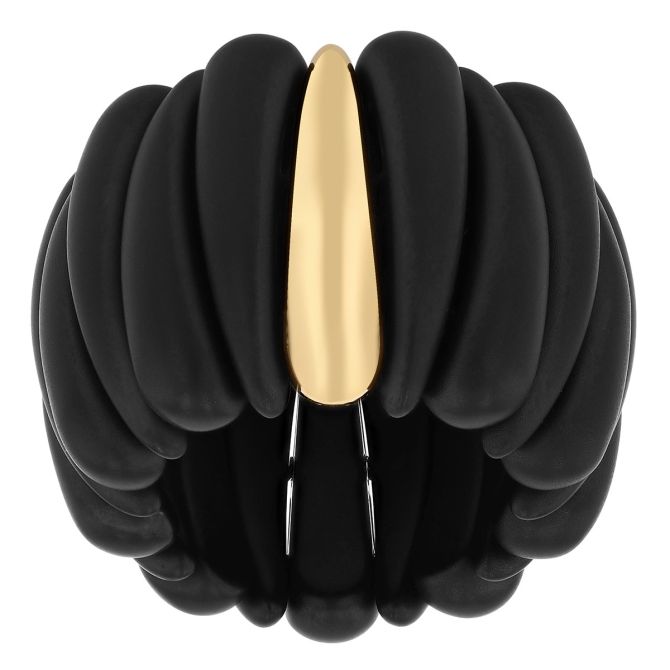 Demeglio Artiglio Matte Black Ceramic & Yellow Gold Claw Pattern Stretch Ring