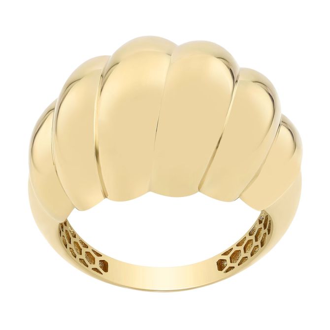 Yellow Gold Croissant Twist Dome Ring