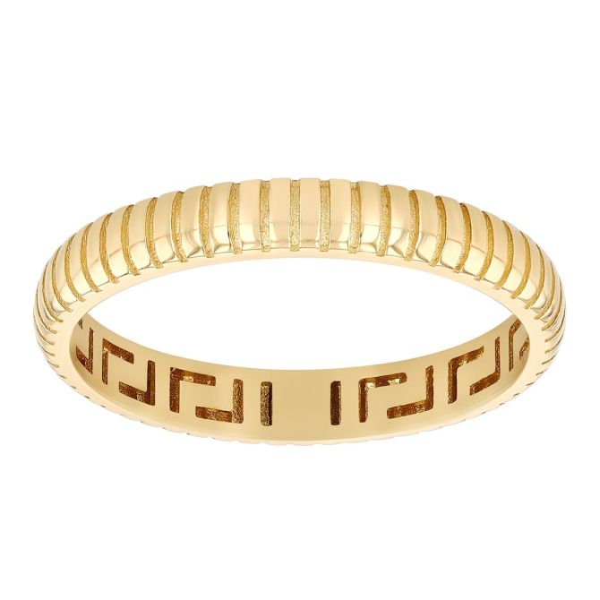 Yellow Gold Notched Coin Edge Band Ring