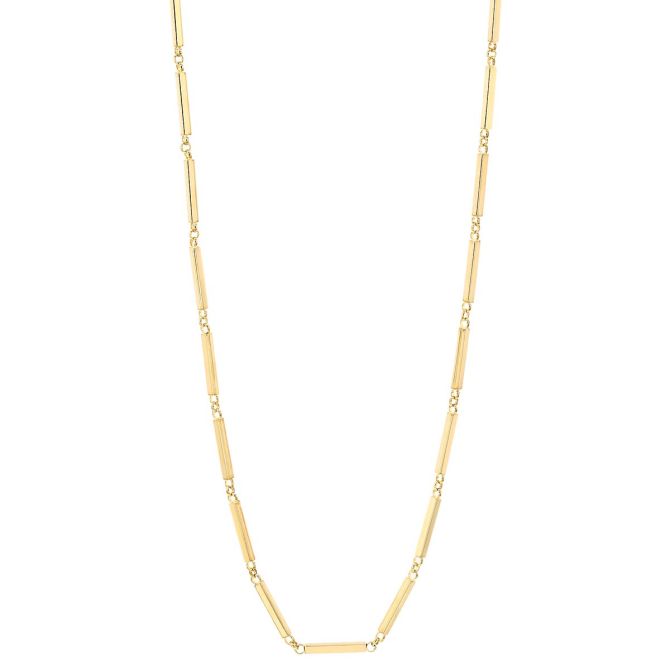 Yellow Gold Bar Necklace, 18"