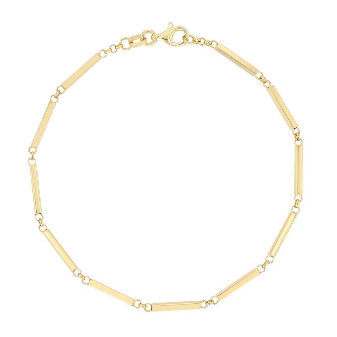 Yellow Gold Bar Bracelet, 7.25"