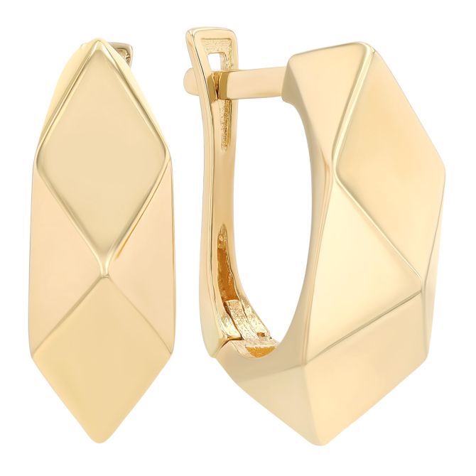 Yellow Gold Geometric Dome Hoop Earrings