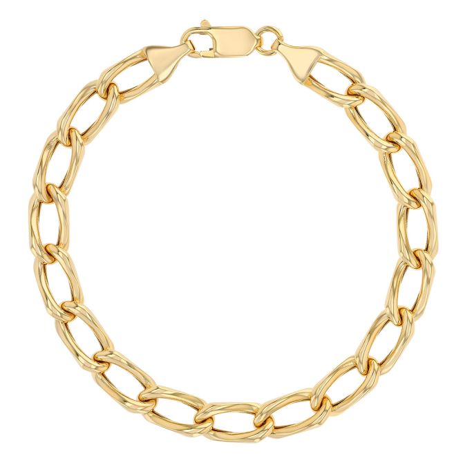 Yellow Gold Cable Twist Faceted Link Bracelet, 7.5"