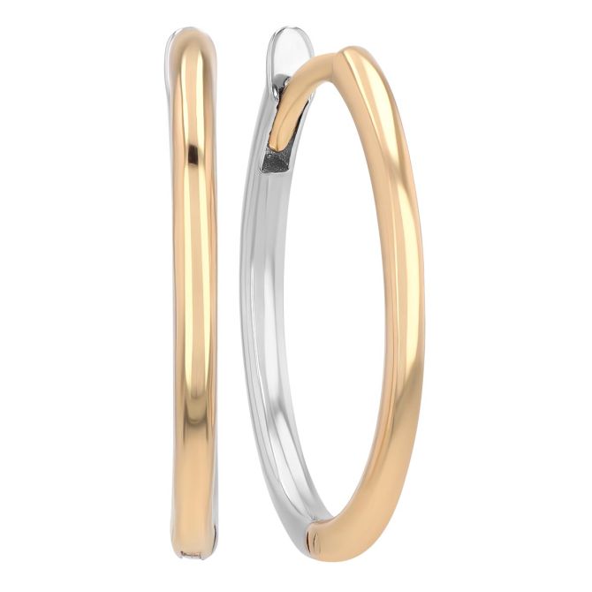 Zoe Chicco Reversible Yellow & White Gold Hoop Earrings, 17 mm Width