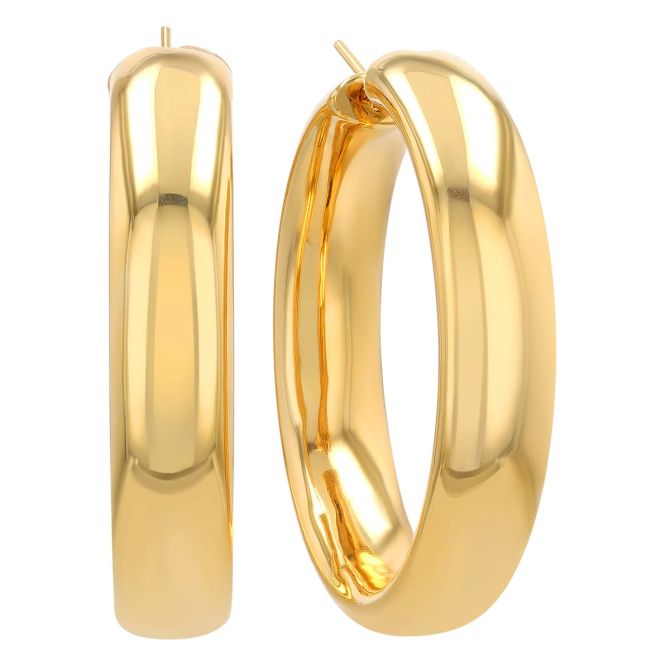 Roberto Coin Designer Gold Yellow Gold Wide Hoop Earrings, 50 mm