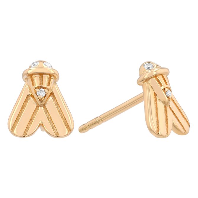 Harwell Godfrey Mini So Fly Diamond Stud Earrings in Yellow Gold