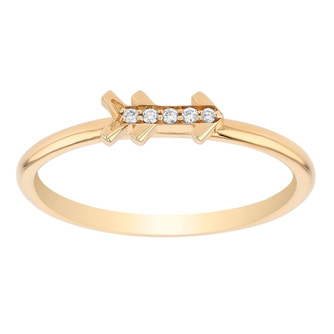 Harwell Godfrey Tiny Arrow Diamond Stacking Ring in Yellow Gold