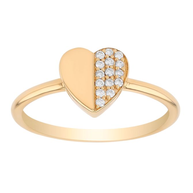 Harwell Godfrey Tiny Heart Diamond Pave Stacking Ring in Yellow Gold