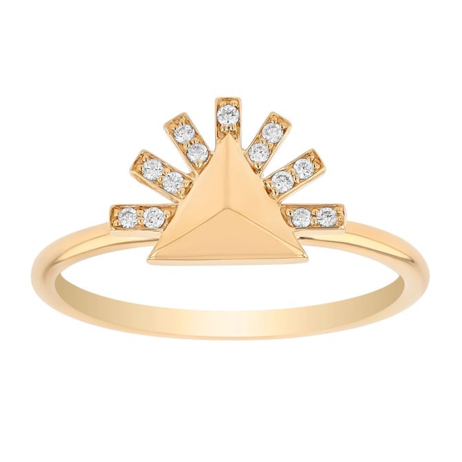 Harwell Godfrey Tiny Sunburst Diamond Stacking Ring in Yellow Gold