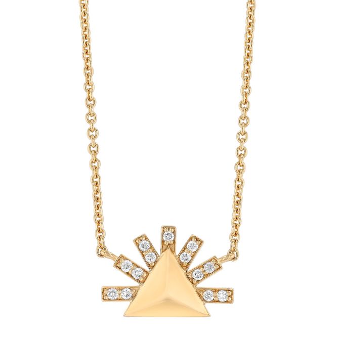 Harwell Godfrey Tiny Sunburst Diamond Necklace in Yellow Gold, 18"