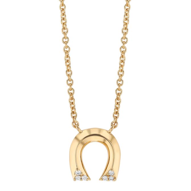 Harwell Godfrey Tiny Horseshoe Diamond Pendant Necklace in Yellow Gold, 18"