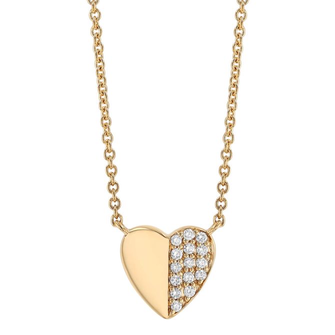 Harwell Godfrey Tiny Heart Diamond Pave Necklace in Yellow Gold, 18"