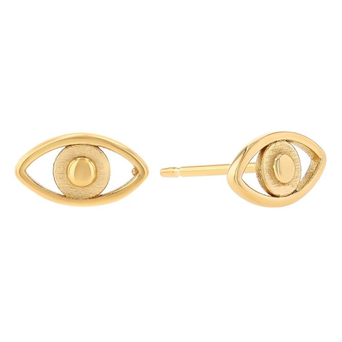 Yellow Gold Small Evil Eye Stud Earrings