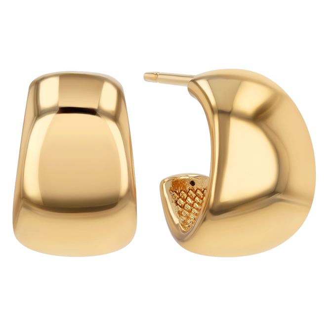 Yellow Gold Tapered Open Small Huggie Hoop Earrings