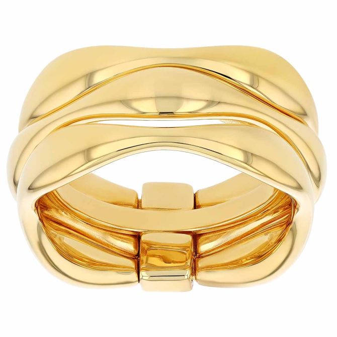 Pesavento Elegance Yellow Gold Vermeil 3 Row Wave Ring