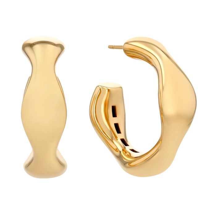 Pesavento Elegance Yellow Gold Vermeil Wave Hoop Earrings