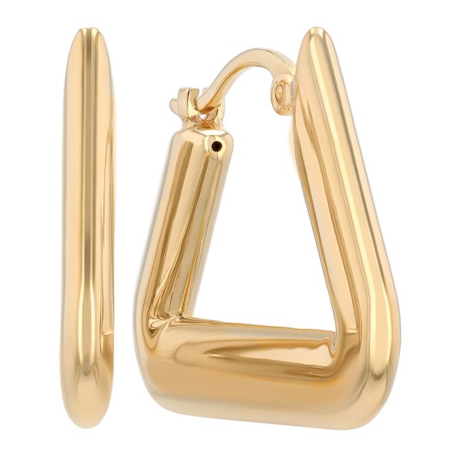 Yellow Gold Geometric Triangle Hoop Earrings