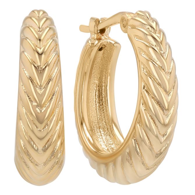 Yellow Gold Wheat Pattern Huggie Hoop Earrings