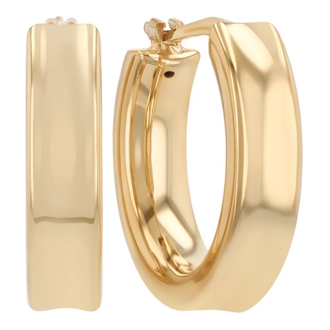 Yellow Gold Concave Hoop Earrings