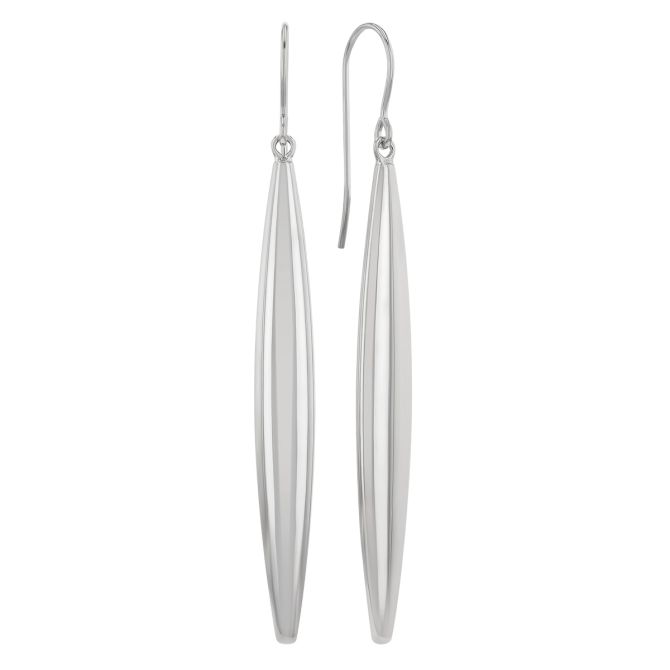 White Gold Streamlined Drop Earrings