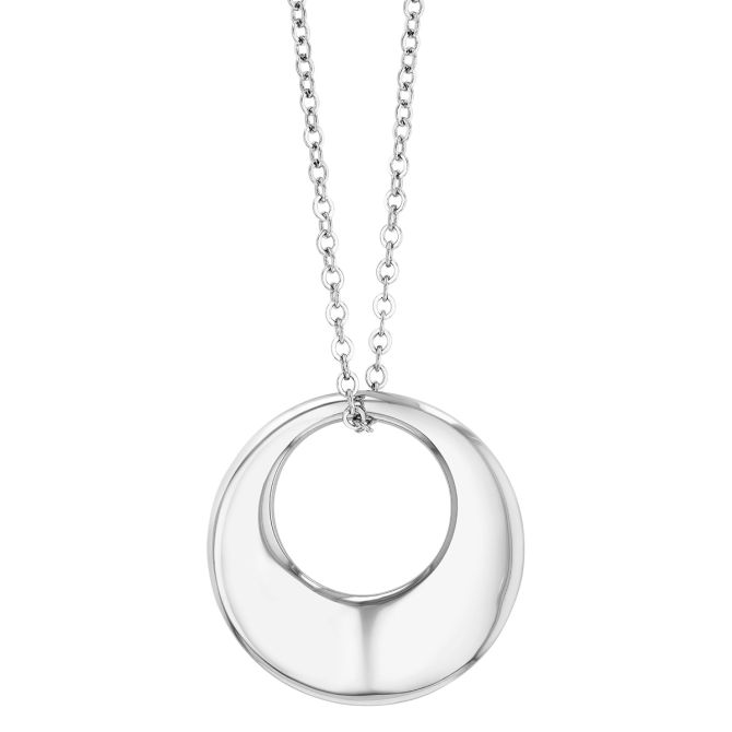 Sterling Silver Open Tapered Circle Pendant, 18"