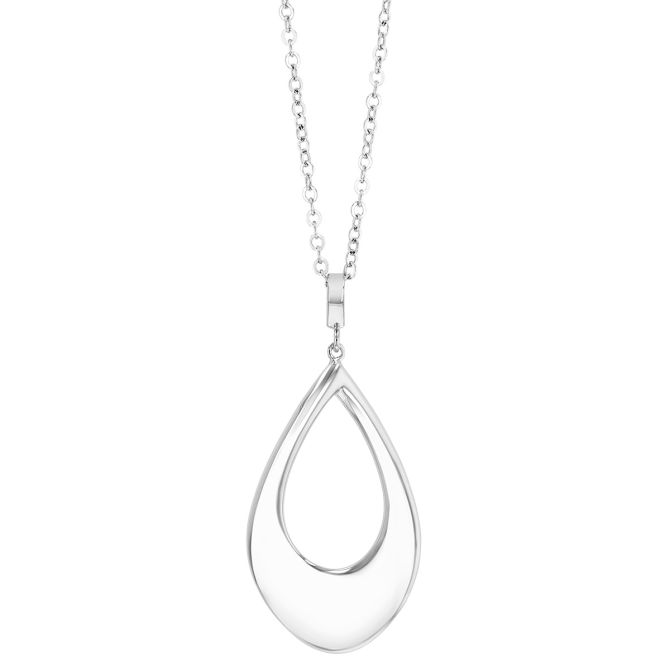 Sterling Silver Open Tapered Oval Pendant, 18"