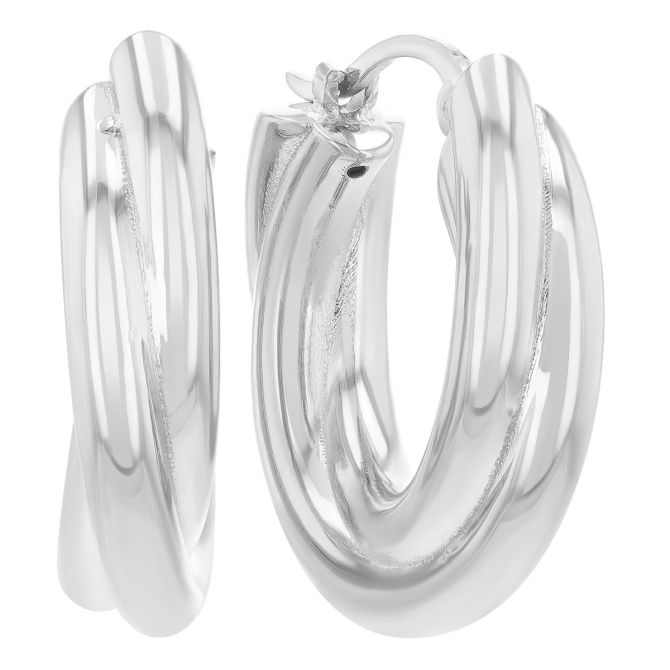 Sterling Silver 2 Row Twist Huggie Hoop Earrings