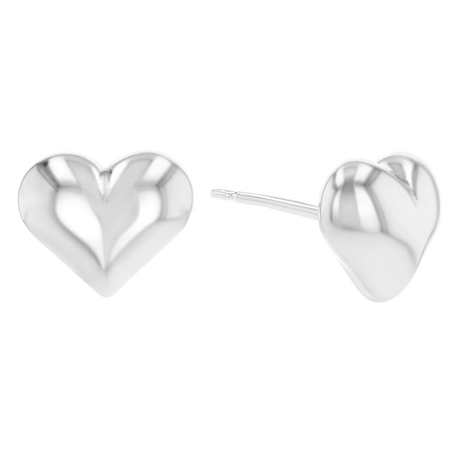 Sterling Silver Puffed Heart Stud Earrings