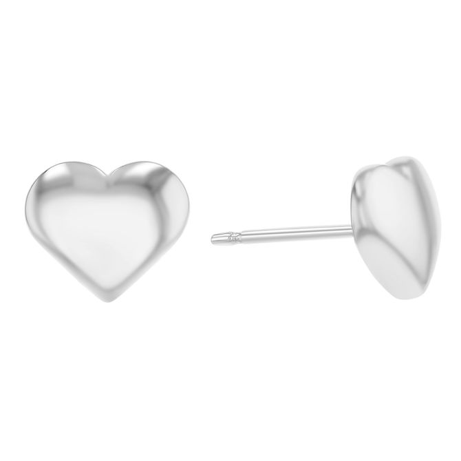 Sterling Silver  Heart Stud Earrings