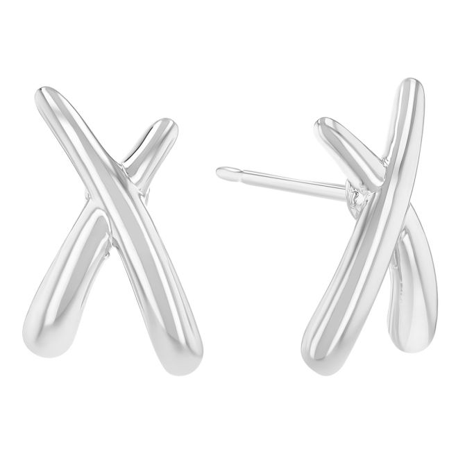 Sterling Silver X Shape Post Earrings