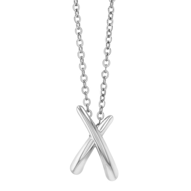 Sterling Silver X Shaped Pendant, 18"