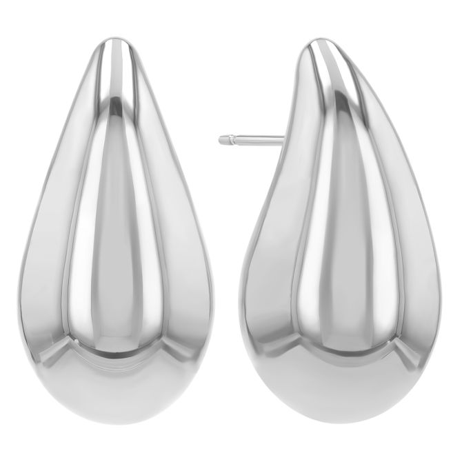 Sterling Silver Puffed Teardrop Earrings