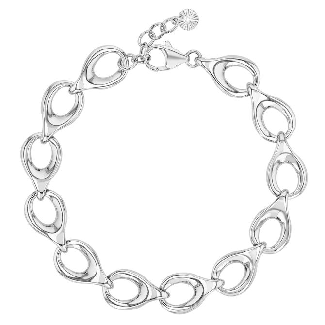 Sterling Silver Teardrop Link Bracelet, 10.6 mm, 8.5"