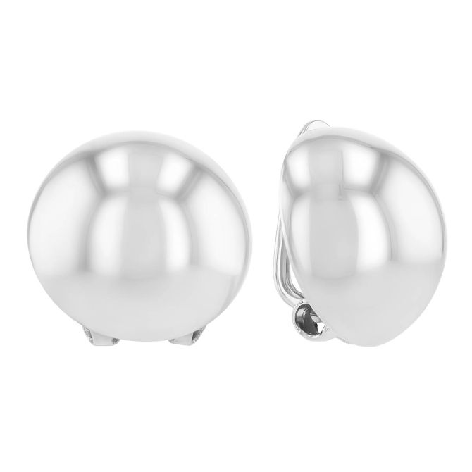 Sterling Silver Dome Earrings, 14 mm