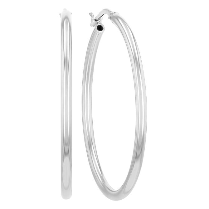 Sterling Silver Hoop Earrings, 34 mm